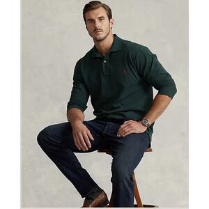 Polo Ralph Lauren 4XB Big & Tall Long Sleeve Polo Shirt Green Classic Fit NWT
